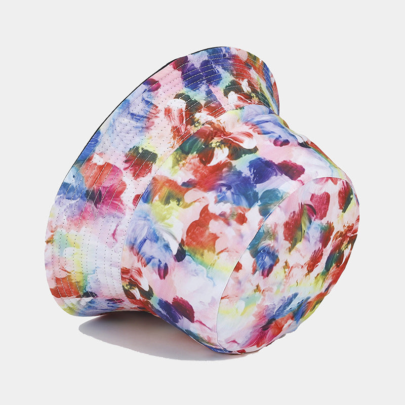Wholesale  small floral pattern double-sided fisherman hat summer outdoor travel sun protection sun hat tide basin hat