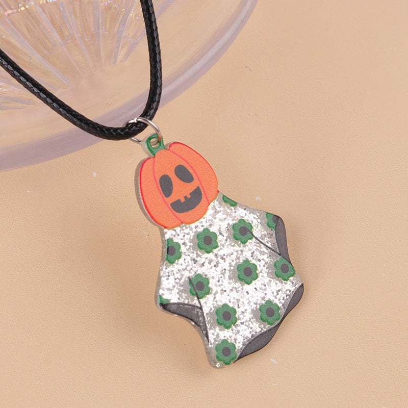 Wholesale Hot Sale Halloween Series Cartoon Fun Ghost Pumpkin Necklace