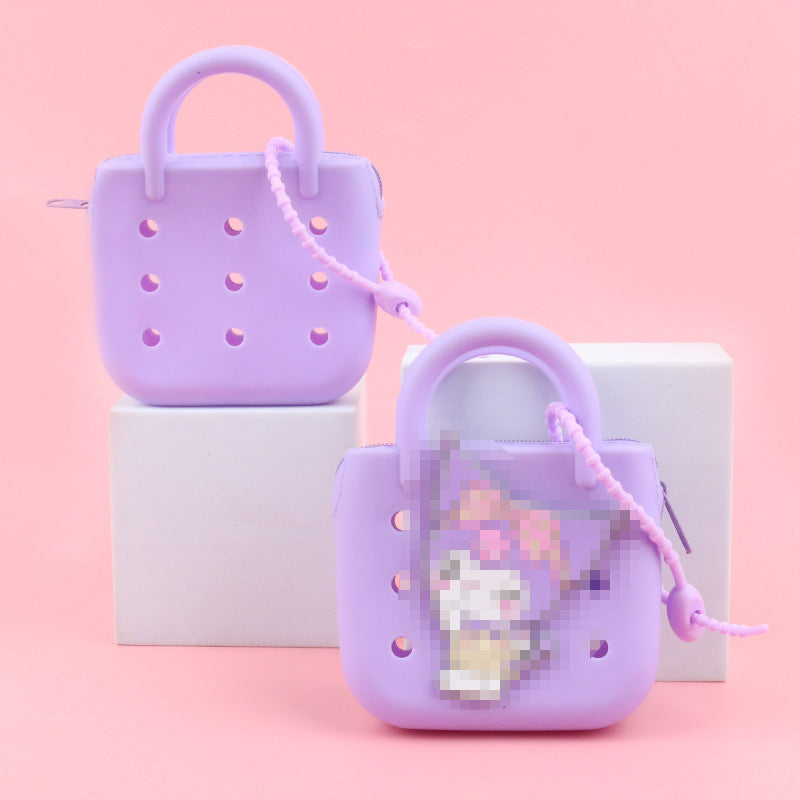 Wholesale 10pcs Cartoon Silicone Hole Bag Mini Coin DIY Parent-child Storage Bag Vegetable Basket Earphones Children's Small Wallet