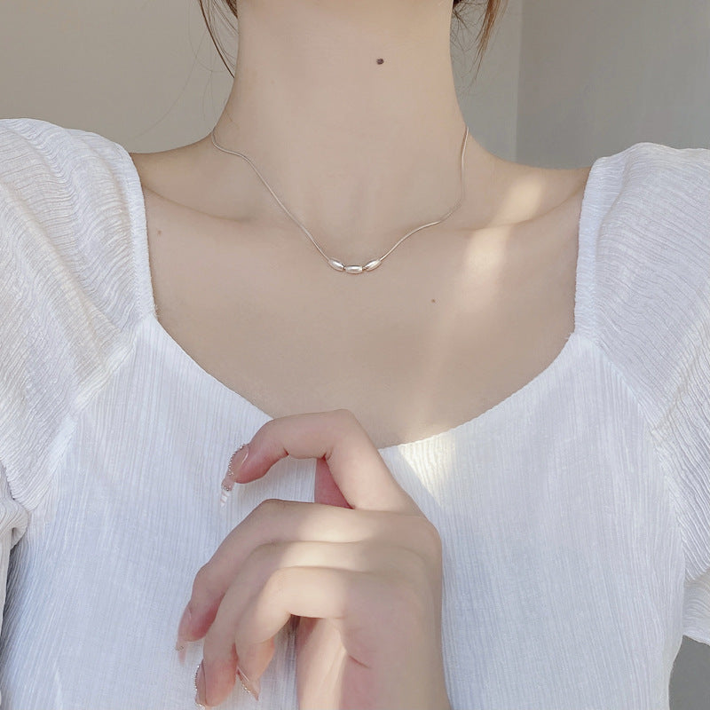 Wholesale 925 Silver Rice Grain Necklace