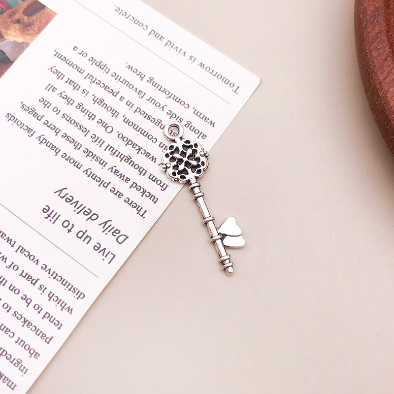 Wholesale Clover Love Small Key Alloy Handmade Beaded Necklace Bracelet Pendant