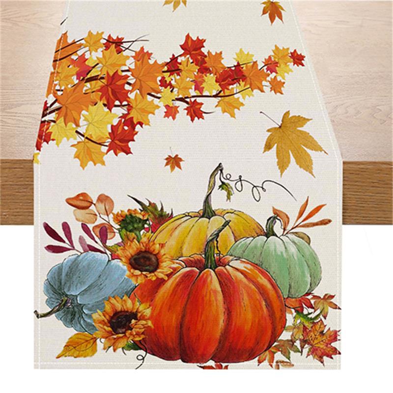 Wholesale Thanksgiving Linen Pumpkin Print Banquet Restaurant Upholstery