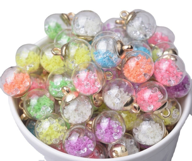 Wholesale 20pcs Alloy Glass Acrylic Small Ball Pendant DIY Handmade Jewelry Bulk Accessories Earring Accessories Key Case Pendant