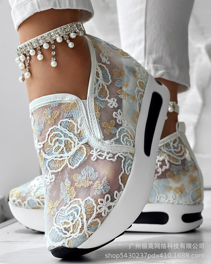 Wholesale Women's New Fashion All-match Colorful Rose Sneakers