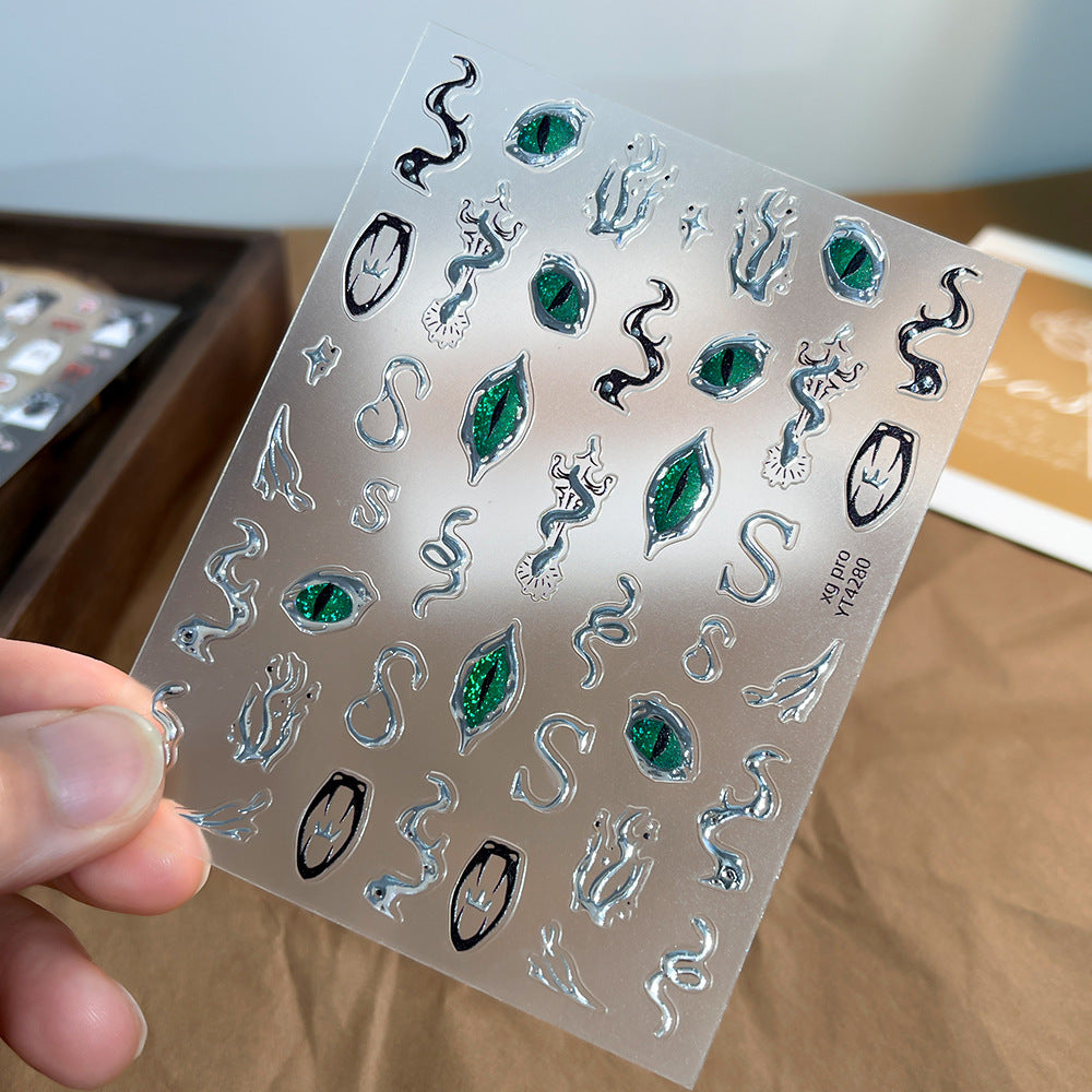 Wholesale Net red snake nail stickers