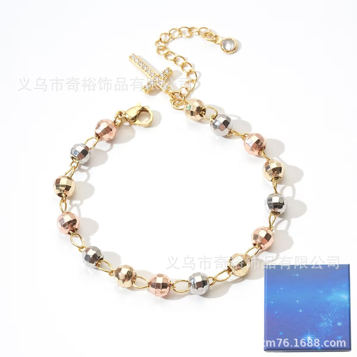 Wholesale Three-color electrophoresis laser beads ladies bracelet