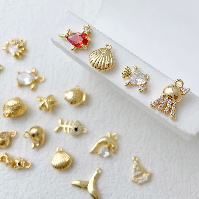 Wholesale 14k Gold Plated Marine Creature Pendant Diy Accessories