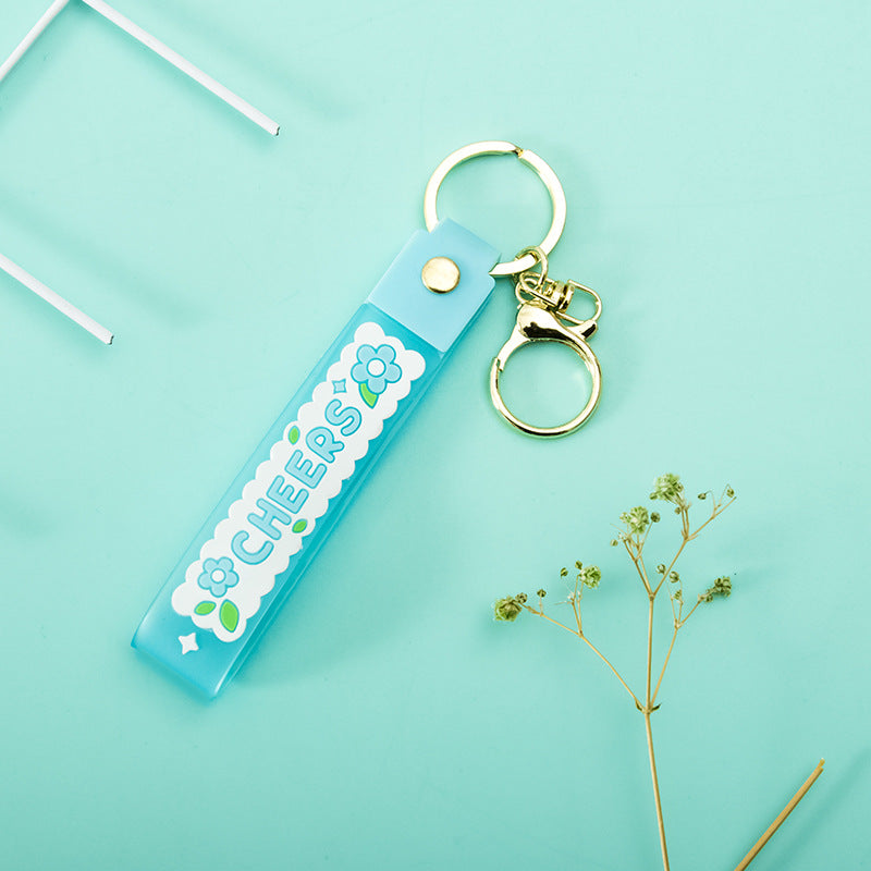 Wholesale Transparent Flower Jelly Color PVC Soft Rubber Lanyard Keychains