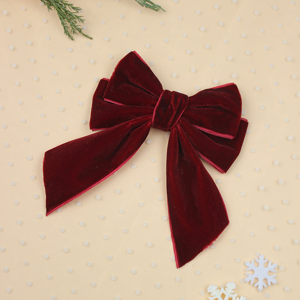 Wholesale 5pcs A-grade Velvet Christmas Velvet Ribbon Bow Sweet Hair Clip