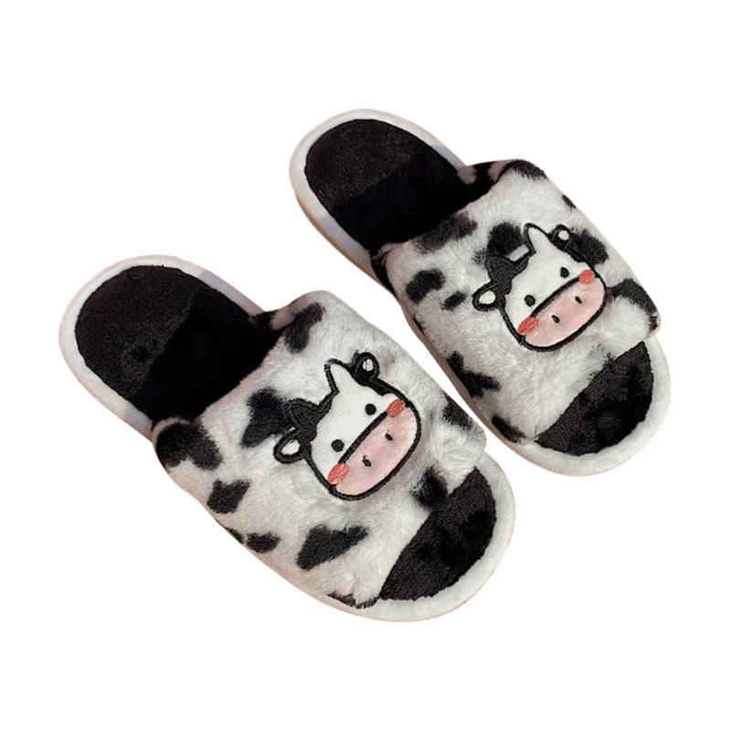 Wholesale Winter Cute Cartoon Plush Cow Cotton Slippers