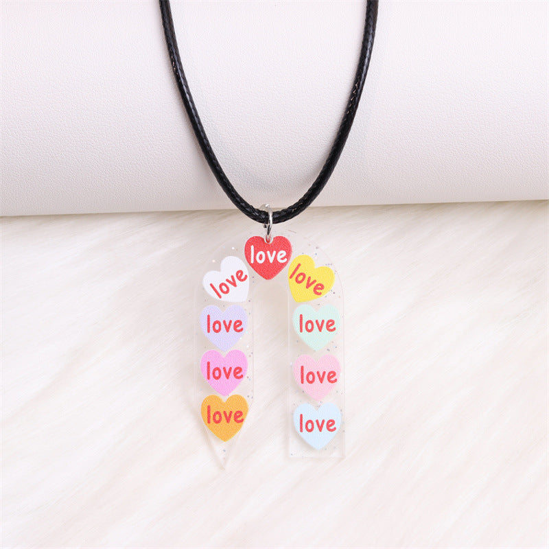 Wholesale Valentine's Day Rainbow Love Pencil Acrylic Necklace