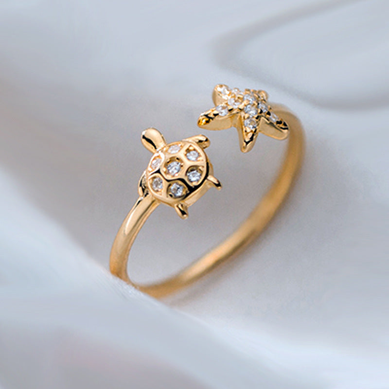 Anillo de estrella estrella de estrella de estrella de estrella de tortuga de cobre al por mayor