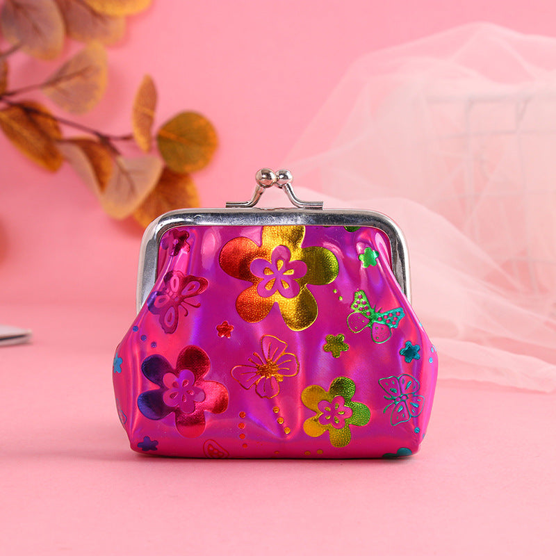 Wholesale leather small flower sequin buckle coin purse