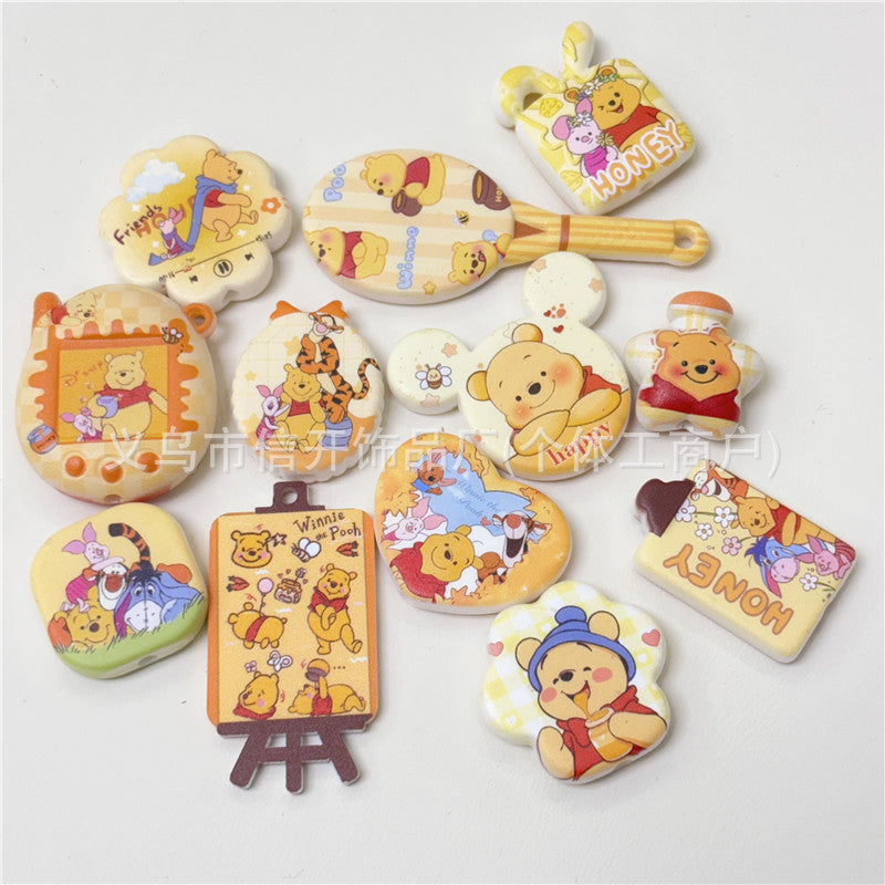 Wholesale 100pcs/pack Through hole printed irregular beaded pen accessories mobile phone keychains OLY Exclusive