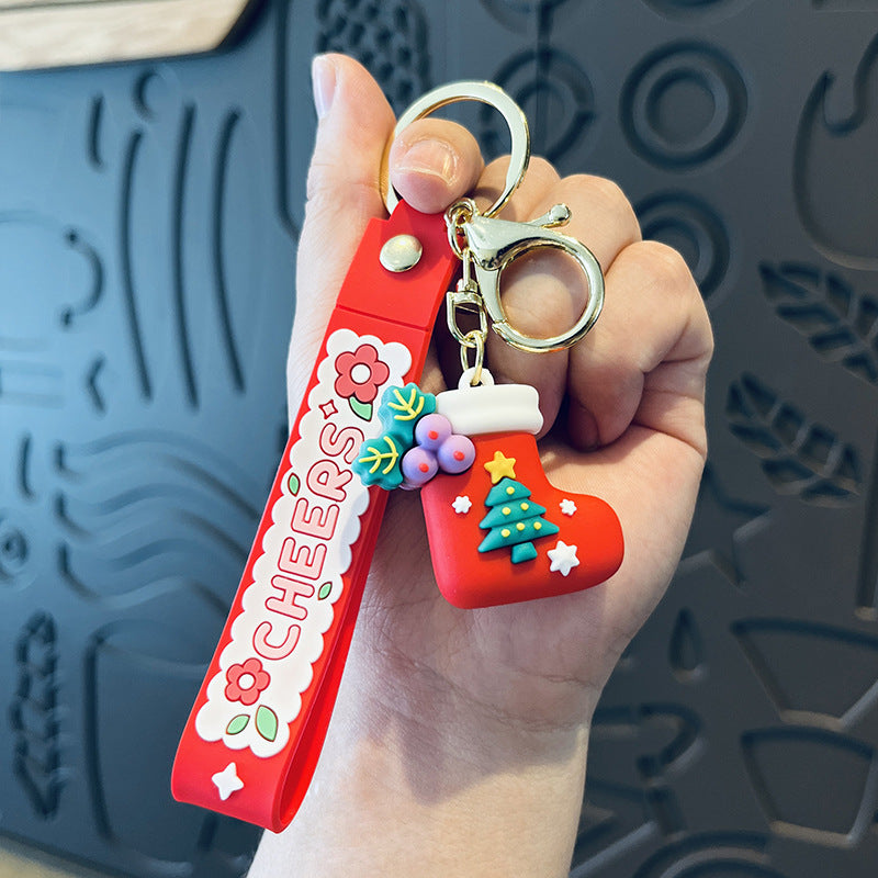 Wholesale Santa Silicone Keychain Christmas Gift