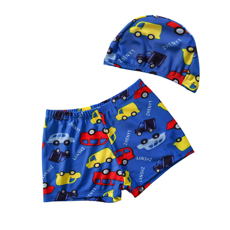 Wholesale children's swimming trunks swimming caps two-piece set