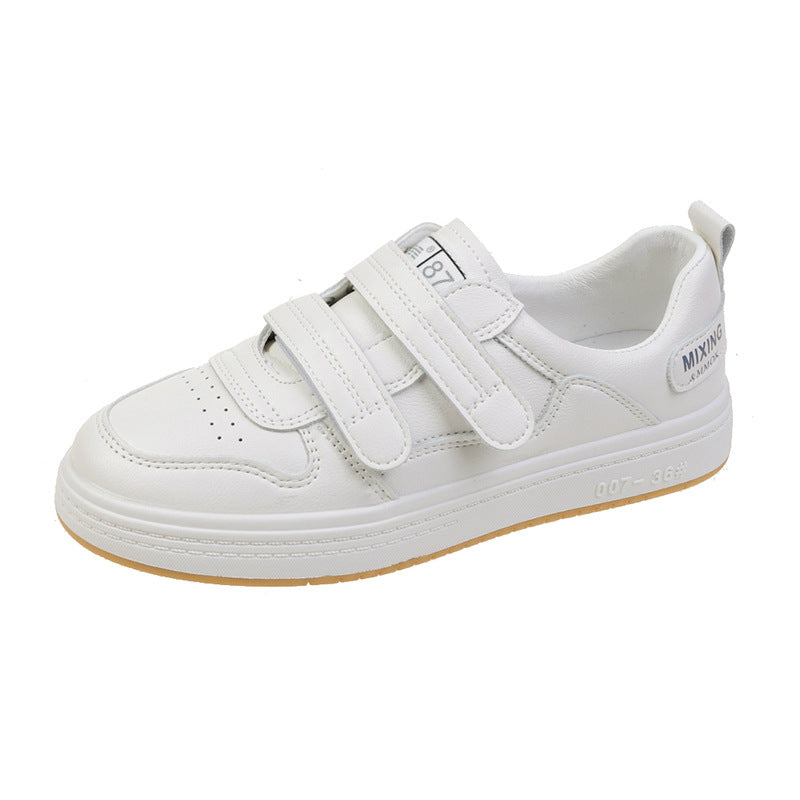 Wholesale 2023 Leather Thick Sole Casual Sports Velcro Small White Shoes
