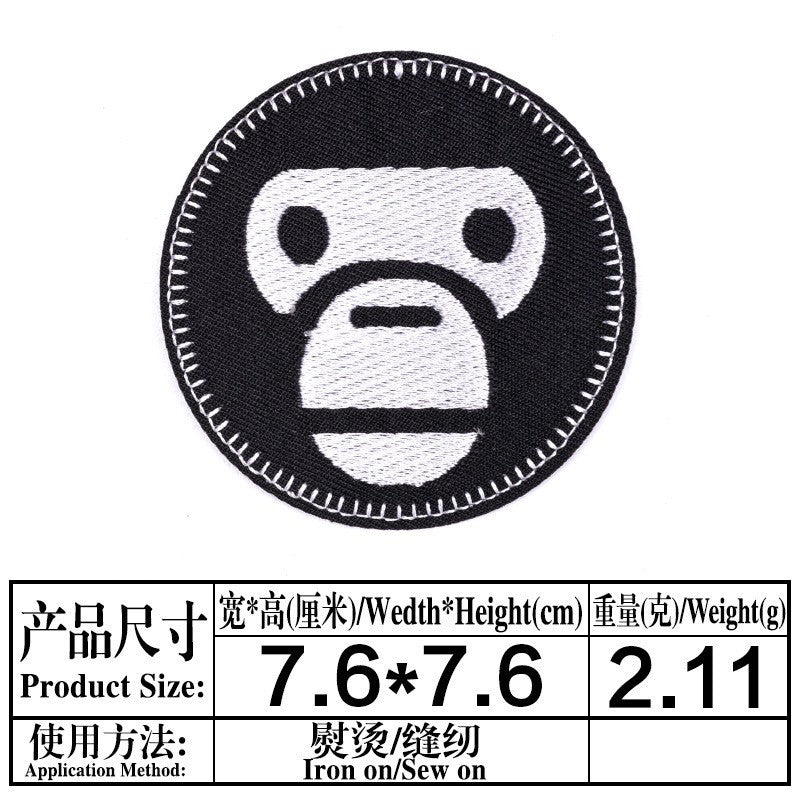 Wholesale Green caterpillar embroidered round-faced monkey and bee patch  OLY Exclusive
