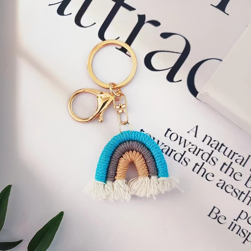 Wholesale Rainbow Pendant Handmade Cotton Thread Woven Keychains