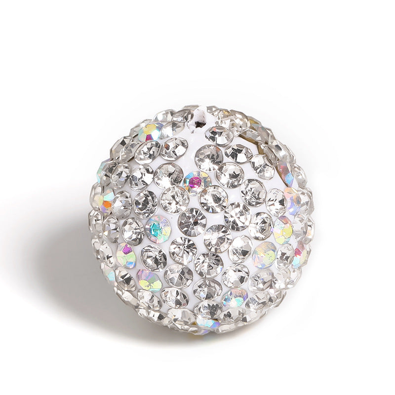 Wholesale 10pcs/pack 16mm Shambhala Clay Drill Ball Colorful Rhinestone Soft Clay Beads