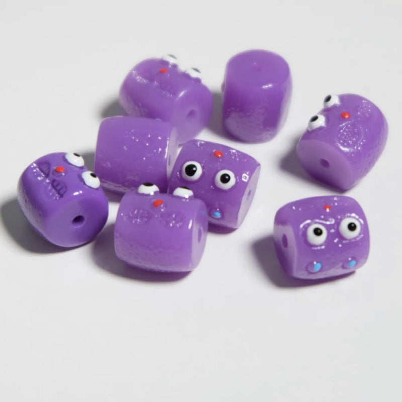 Wholesale 5pcs/pack Color Fun Little Monster Horizontal Hole Barrel Beads