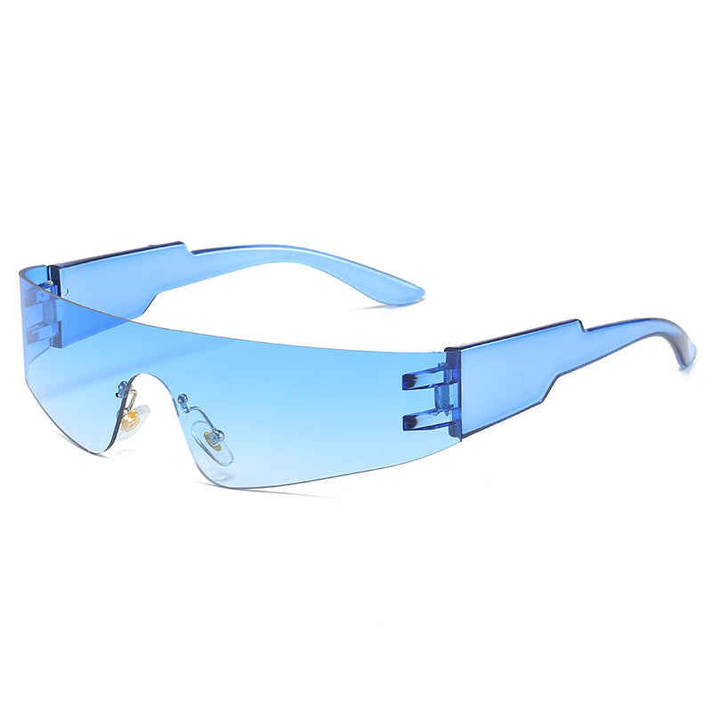 Wholesale Frameless Single Piece Punk Sport Colorful Fashion Sunglasses
