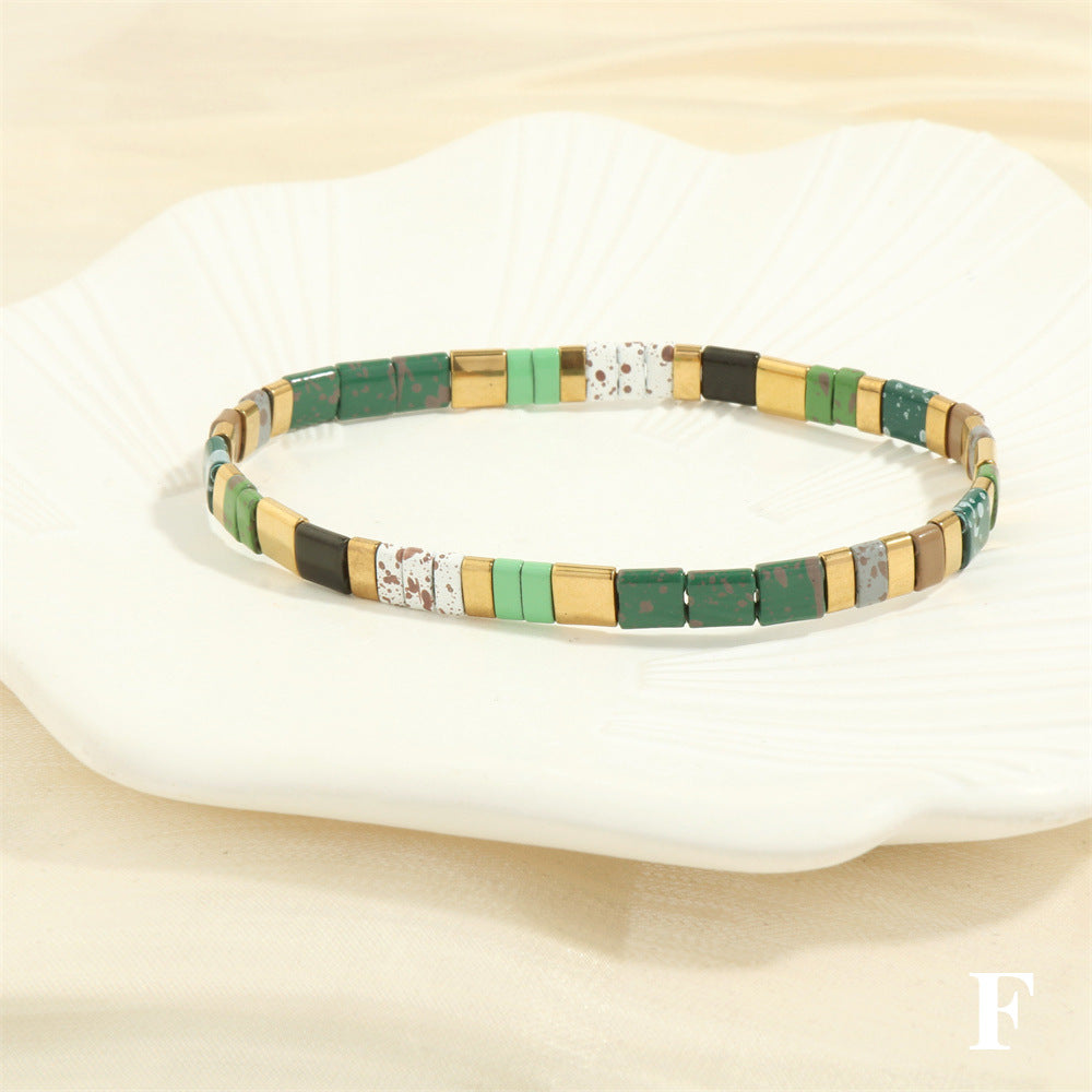 Wholesale Fashion Retro Pull-On Simple Bohemian Hand-woven Elastic Beaded Bracelet