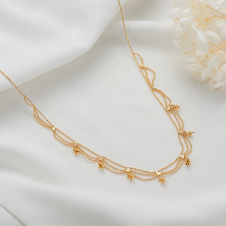 Wholesale Multi-layer 14K Gold DIY Tassel Pearl Necklace Clavicle Chain