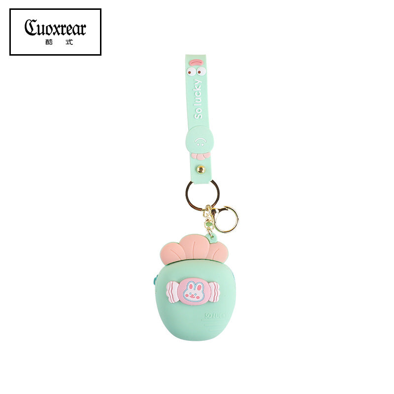 Wholesale Cute Radish Strawberry Mini Coin Purse Silica gel Keychain