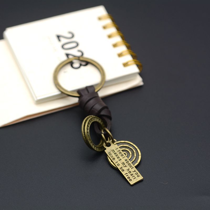 Wholesale  key chain accessories retro versatile leather rope key chain semi-finished DIY pendant accessories