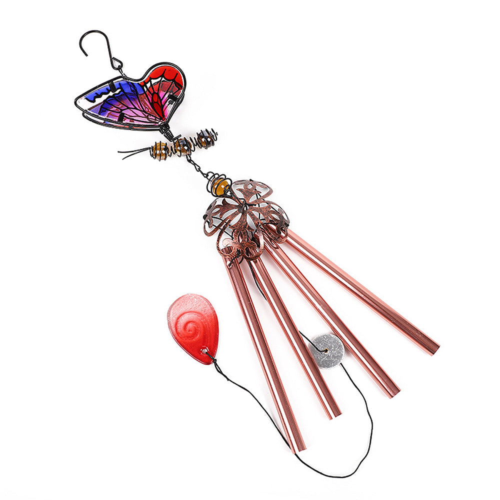 Wholesale Wind Chime 3D Butterfly Iron Metal Glass Ornament