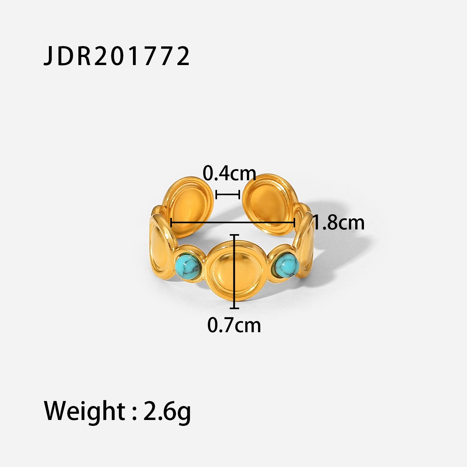 Wholesale Vintage Natural Stone All-match Gemstone Titanium Steel Open Ring