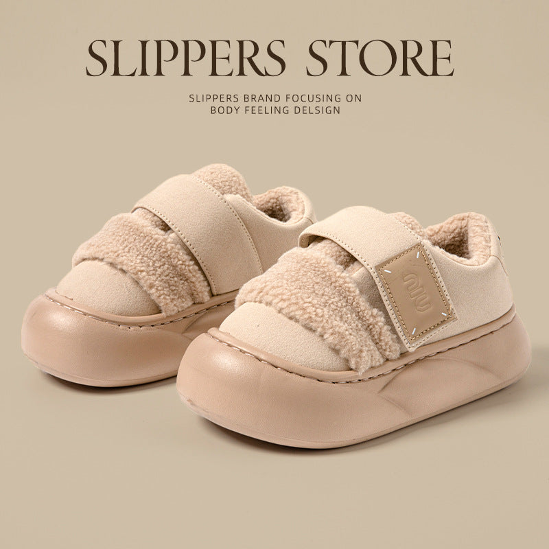 Wholesale Velcro Platform Bag Heel Indoor Home Insulated Plush Shoes