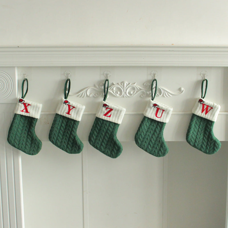 Wholesale Woolen Socks Embroidered Letters Children's Candy Gift Bag Ornaments