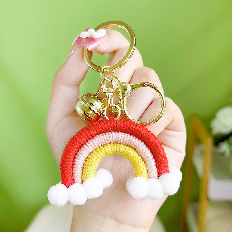Wholesale Handmade Cotton Thread Woven Rainbow Keychain