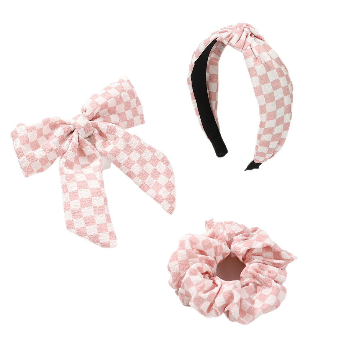 Wholesale  New Checkerboard Pattern Bow Spring Clip Half-Tied Hair Clip