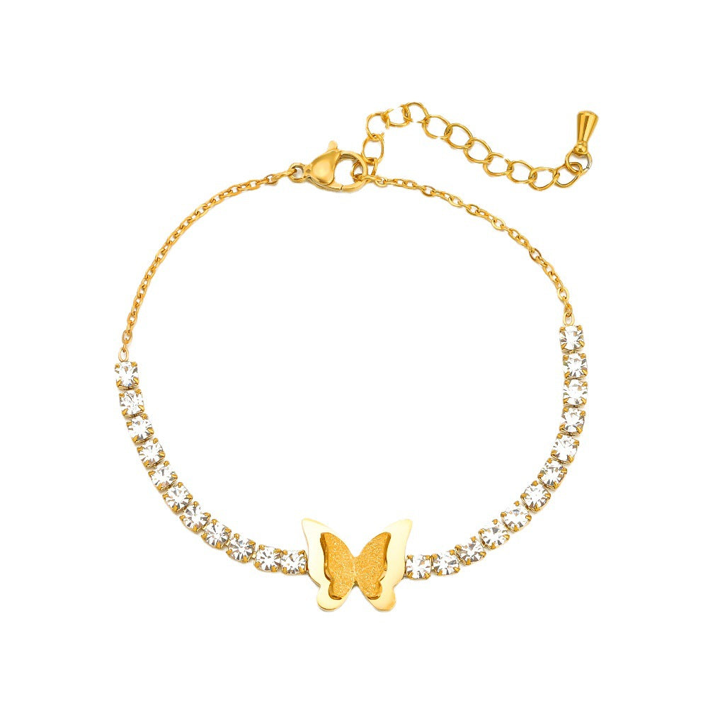 Wholesale 18K Gold Diamond Butterfly Clover Bracelet