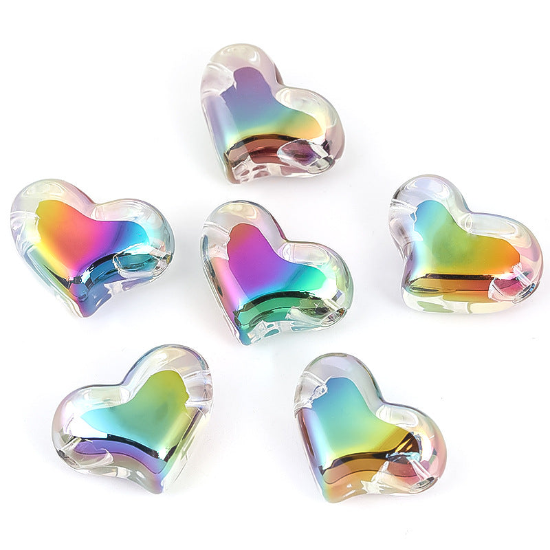 Al por mayor 30 piezas/paquete UV chapado UV Heart Heart Plastic Beads
