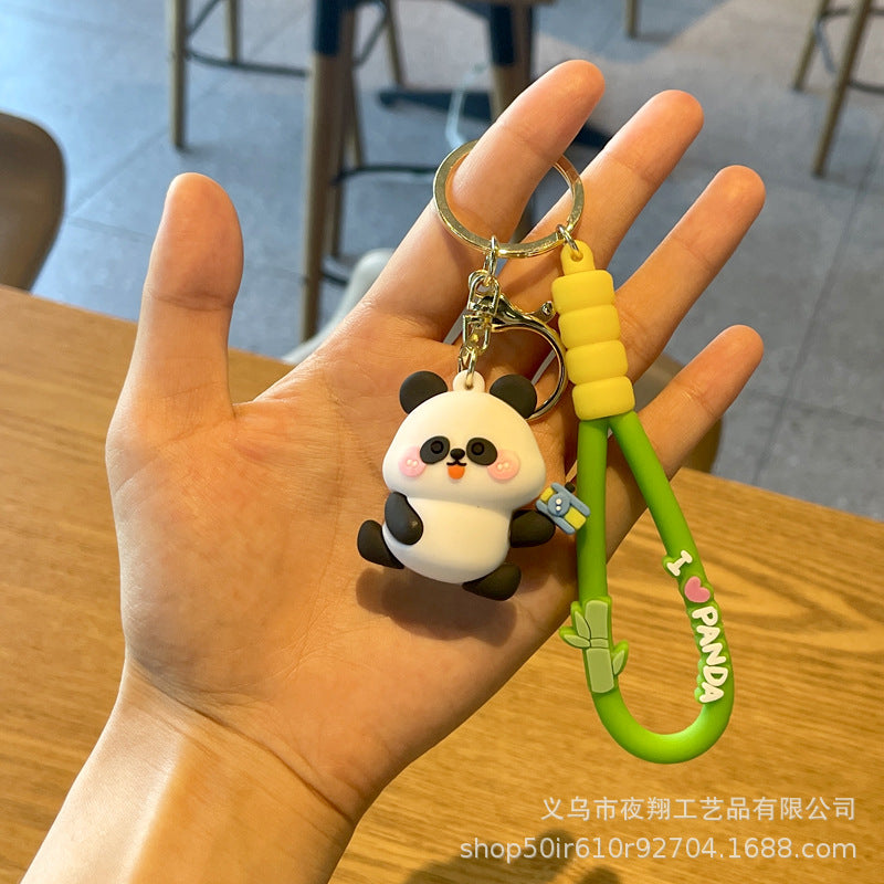 Wholesale Cute Panda Travel Keychain Rubber Doll Car Bag Key Chain Pendant Gift