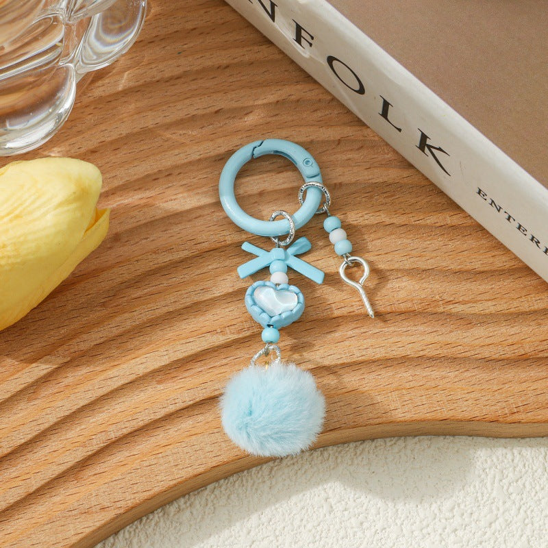 Wholesale 5pcs Creative hair ball beaded DIY keychain