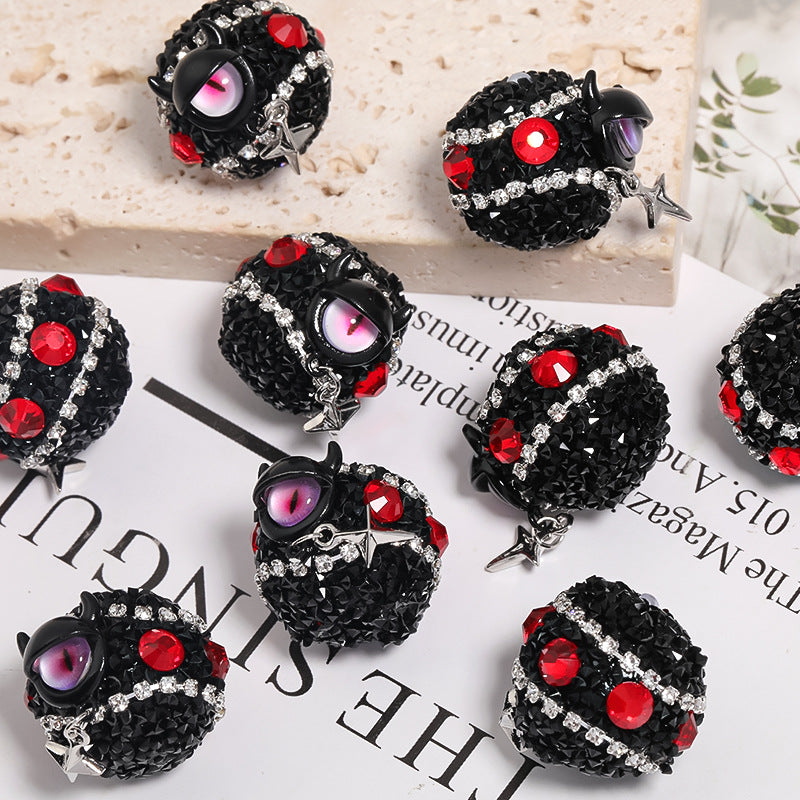 Wholesale 5PCS Halloween Full Diamond Devil Eye Bat Skull Acrylic Sugar Beads