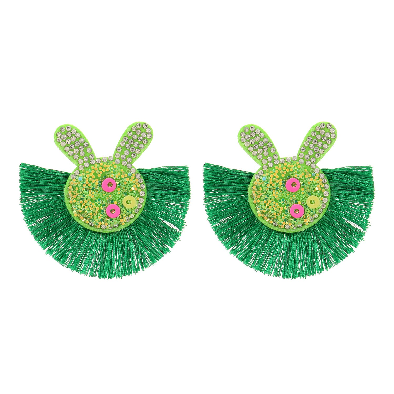 Pendientes de conejo coloridos de borla festoneada al por mayor