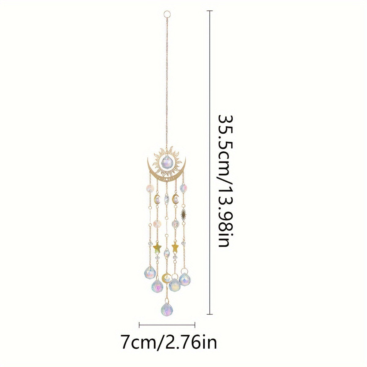 Wholesale Golden Flame Moon Crystal Sunlight Catcher Outdoor Garden Hanging Decoration