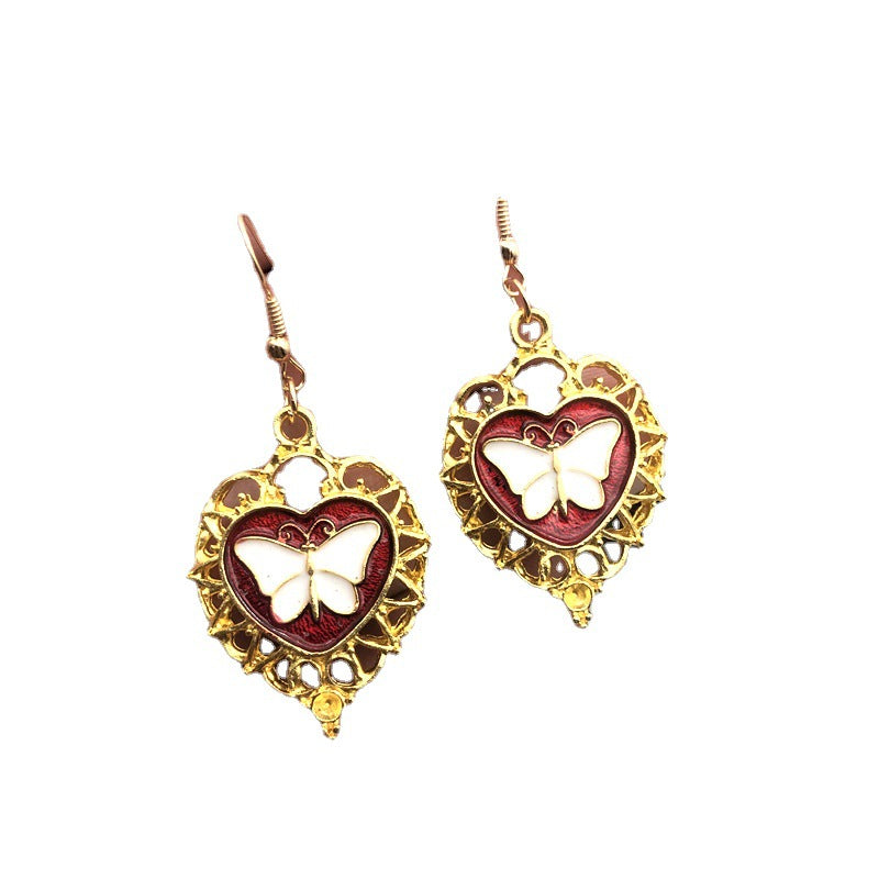 Wholesale Punk Gothic White Butterfly Gemstone Pendant Earrings