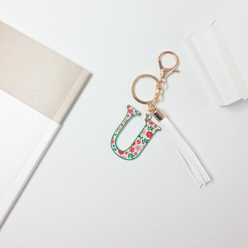 Wholesale Letter Colorful Tassel Zinc Alloy Keychain