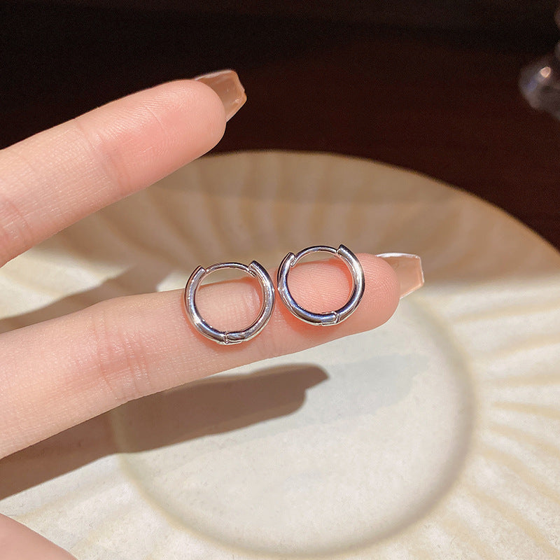 Wholesale S925 Silver Needle Round Plain Circle Copper Earrings