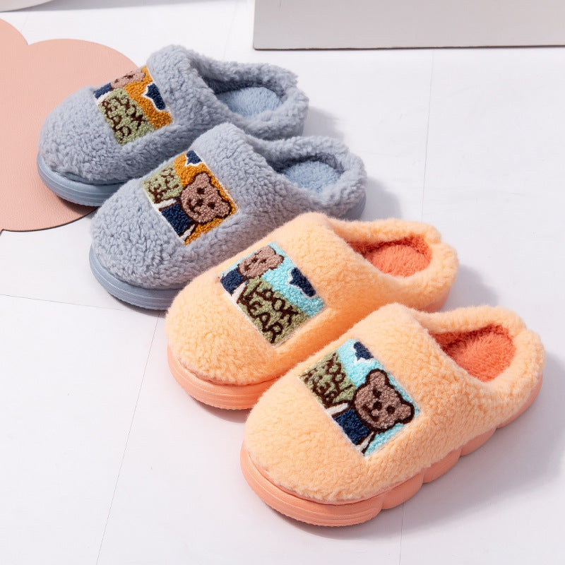 Wholesale Children's Thick Plush Winter Warm Cotton Slippers