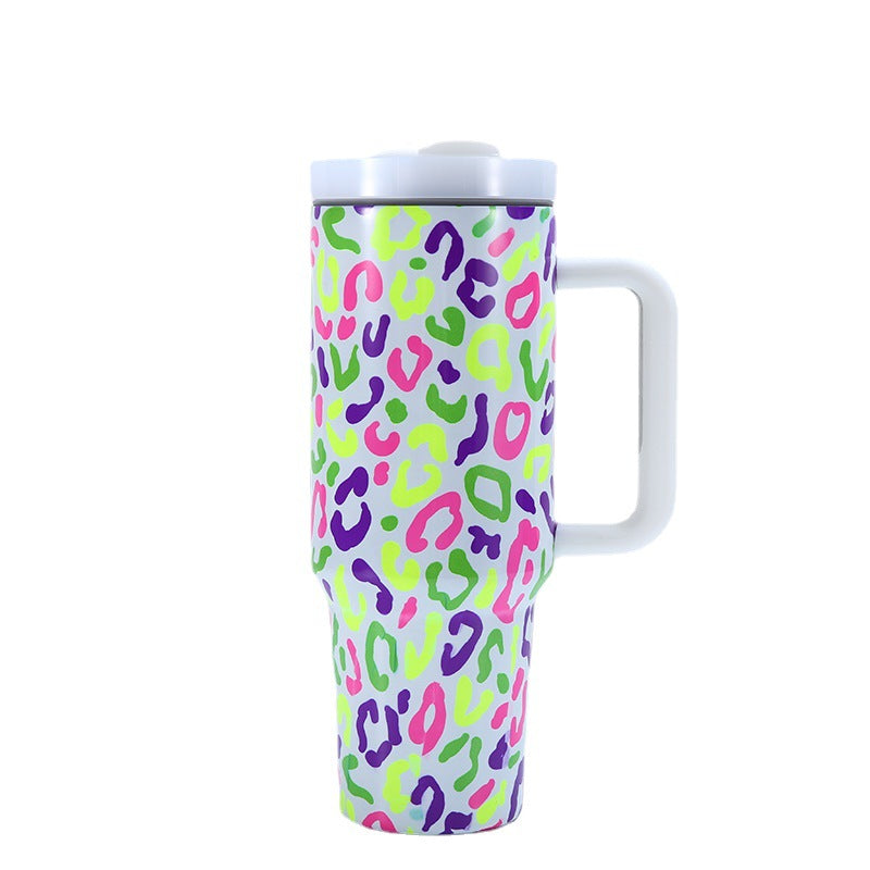 Wholesale Tumbler 40oz Stainless Steel Cow Print Leopard Print Car Portable Straw Thermos Cup Ice Bullies Cup