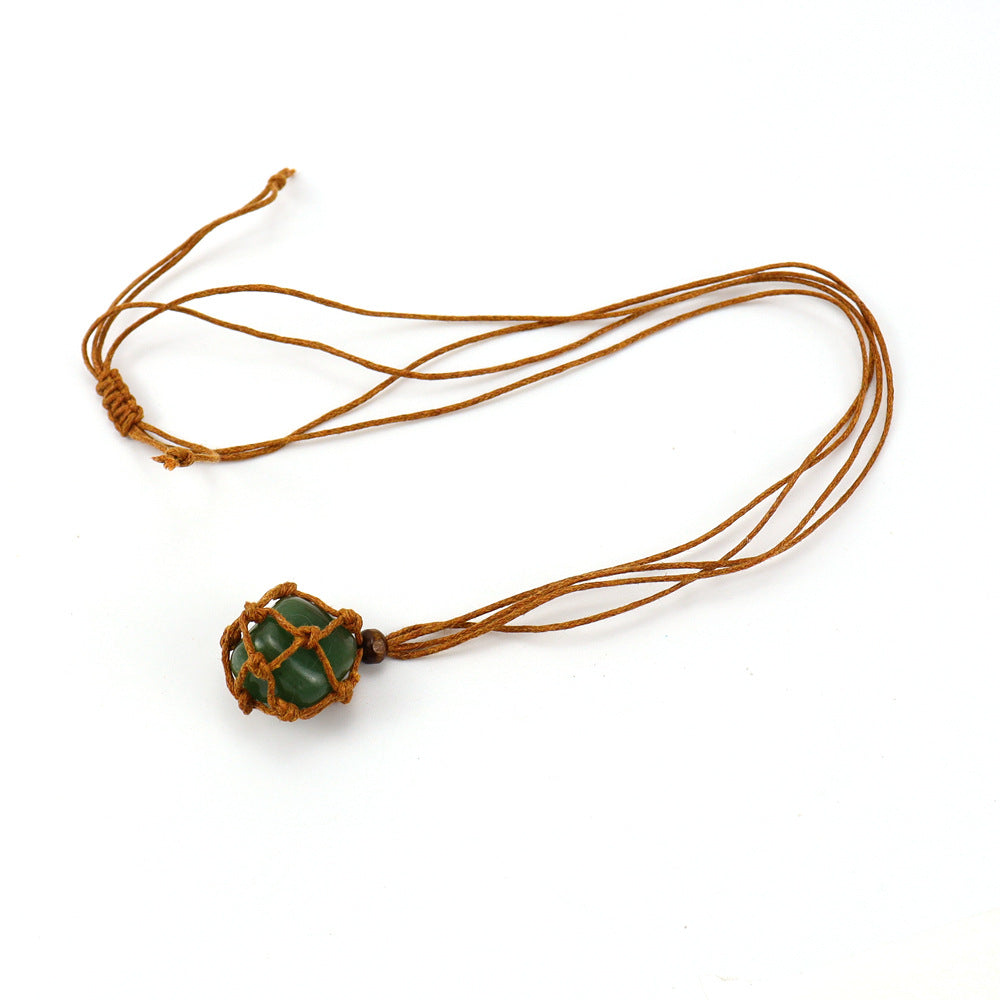 Wholesale Hand-woven Natural Stone Net Pocket Adjustable Necklace