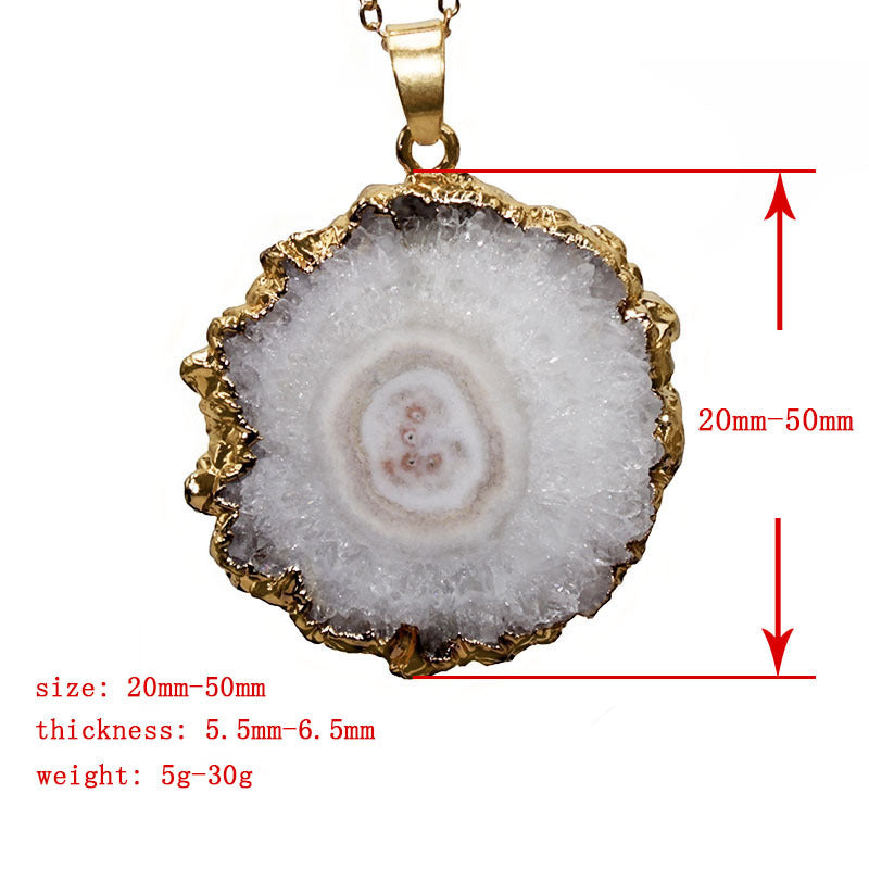 Wholesale 5pcs/packcrystal asymmetrical raw stone slice gold-plated necklace accessories